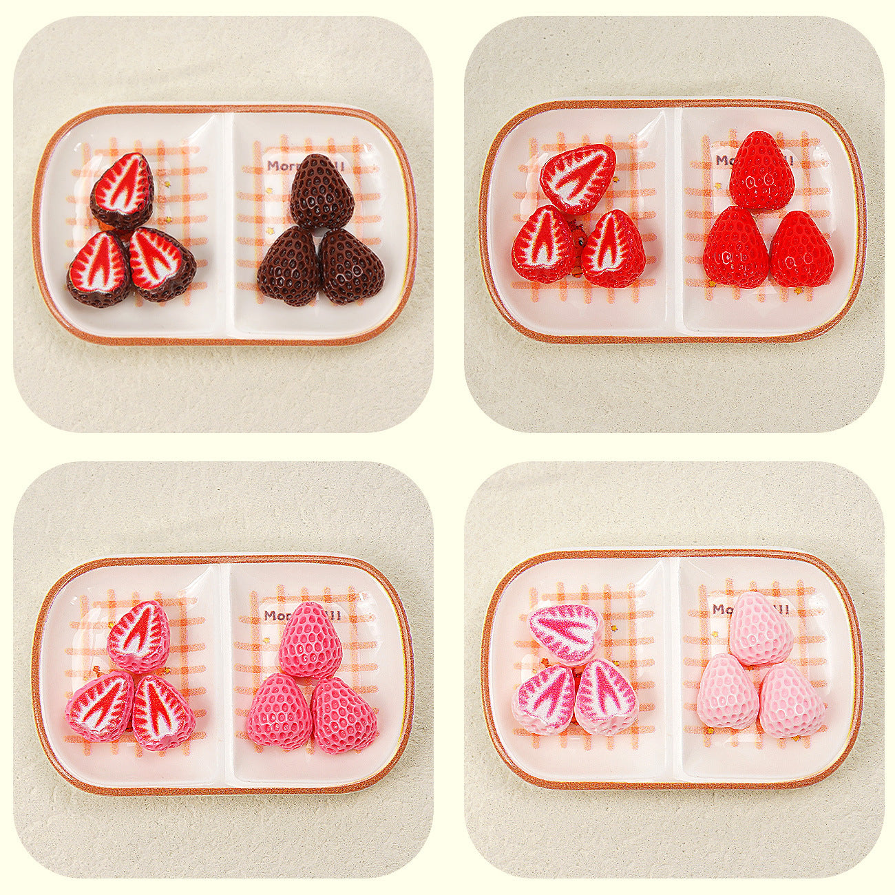 Simulation Half-Cut Mini Strawberry Cream Glue Resin Accessories DIY Cake Decoration