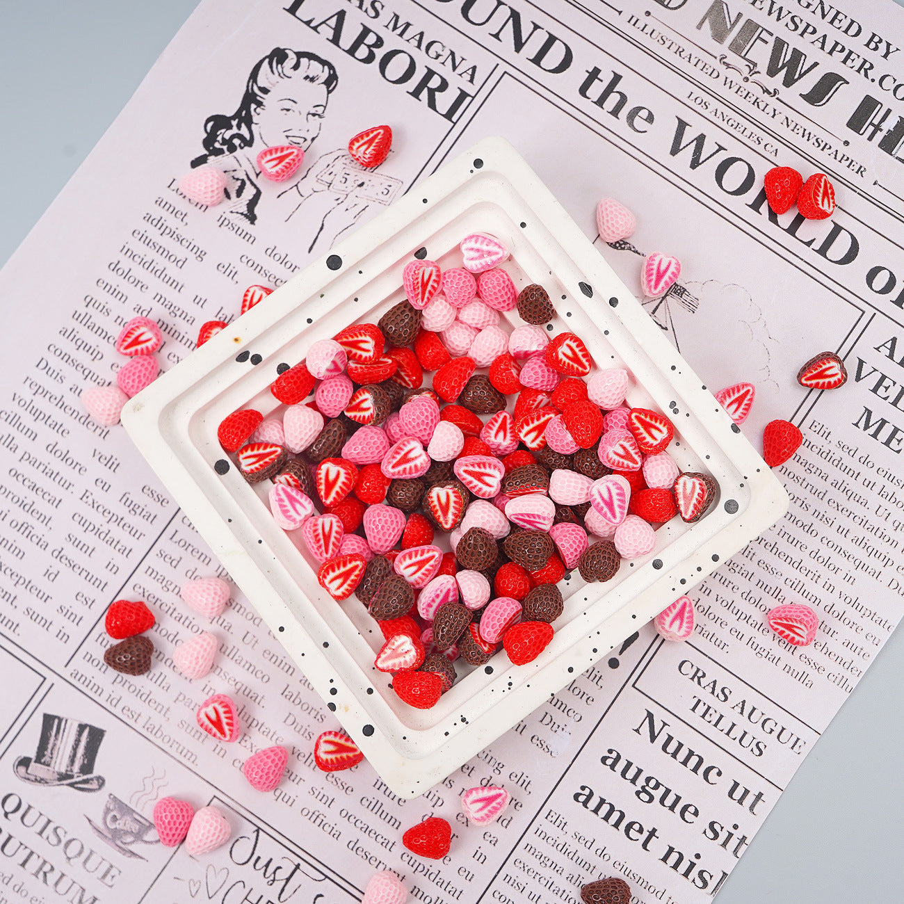 Simulation Half-Cut Mini Strawberry Cream Glue Resin Accessories DIY Cake Decoration