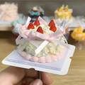 Mini Strawberry Bow Clay Cake Set - Pink Ribbon Clay Dessert Decor | Creamy Texture Air Dry Clay Toy