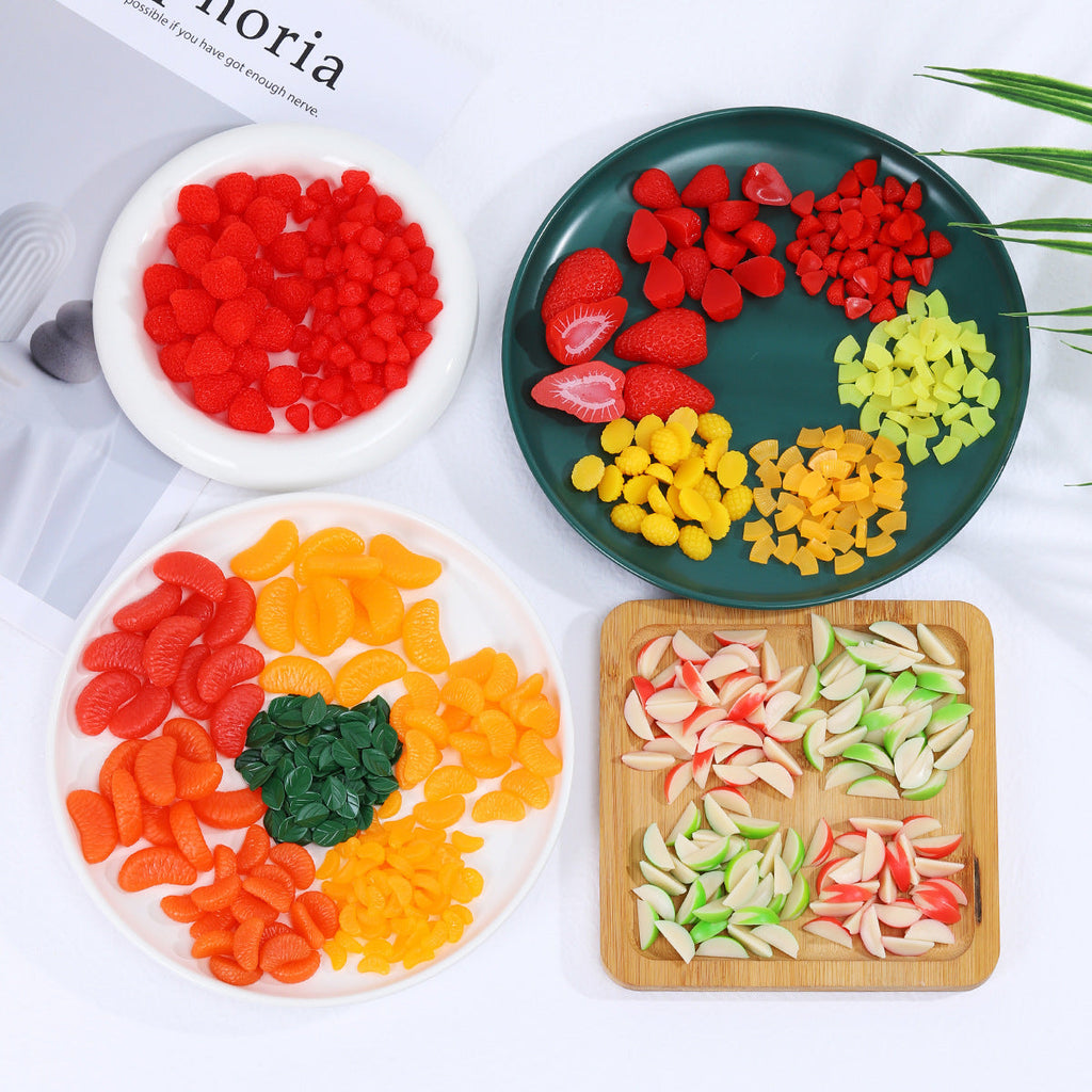 DIYChildren's Pretend Play Fruit Toys Miniature Fruits Orange Slices Strawberry Apple Slices