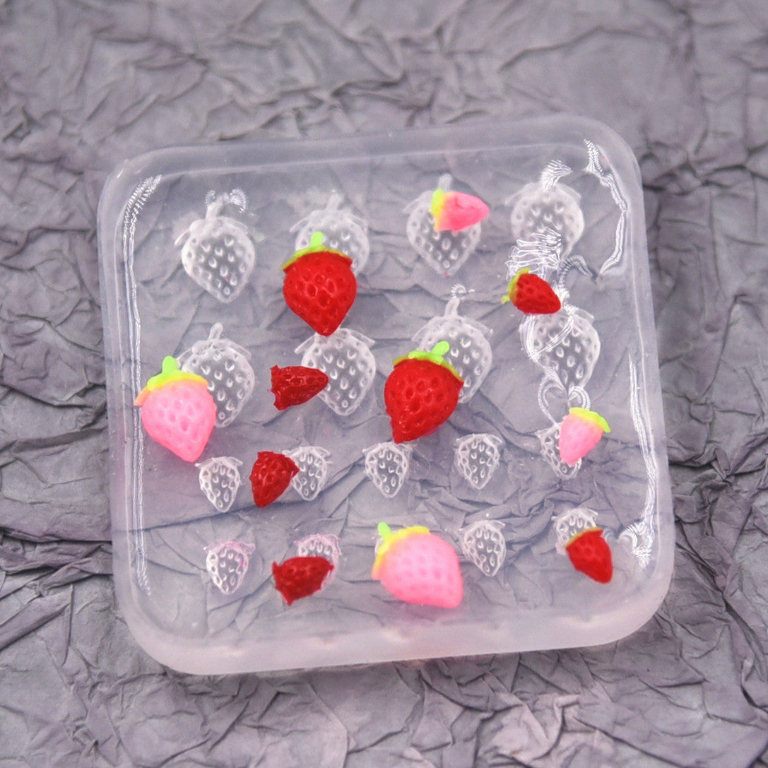 Mini Single-Sided Strawberry Clay Silicone Mold - DIY Resin/Fondant/Craft Tool for Tiny Realistic Strawberry Decorations